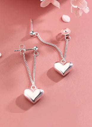 925 Sterling Silver Earrings For Women Fashion Korean Heart Chain  Drop Earring Jewelry Prevent Allergy Party Accessories Gifts