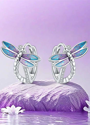 925 Sterling Silver Exquisite Dragonfly Earrings Jewelry Versatile Hoop Earrings For Women Jewelry Fine Birthday Party Gifts
