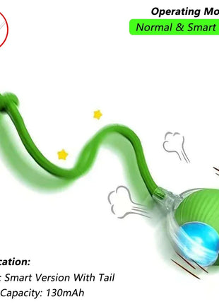 Cat Interactive Ball Toy, Automatic Rolling Ball with Tail, Rechargeable Smart Pet Interactive Toy, Intelligent Mouse for Cat