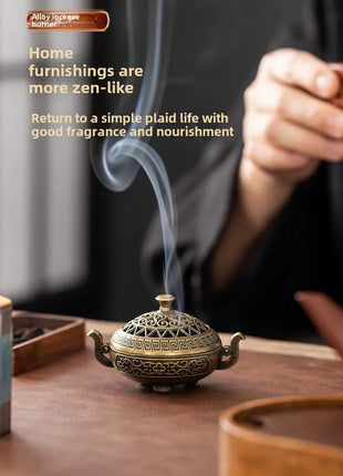 Mini incense burner Incense Burner with Hollowed Out Patterns Three Legged Stove Indoor Stove Plate Desktop Home Decoration
