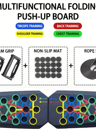 Portable Multifunctional Push-up Board Set With Handles Foldable Fitness Equipment For Chest Abdomen Arms And Back Training