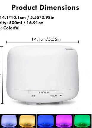 500ML Air Humidifier Essential Oil Diffuser Aroma Diffuser With Colorful Night Lights USB Humidifier Mini-Size Humidifier