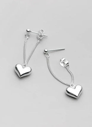 925 Sterling Silver Earrings For Women Fashion Korean Heart Chain  Drop Earring Jewelry Prevent Allergy Party Accessories Gifts