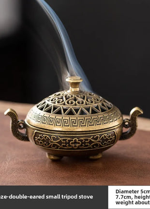 Mini incense burner Incense Burner with Hollowed Out Patterns Three Legged Stove Indoor Stove Plate Desktop Home Decoration