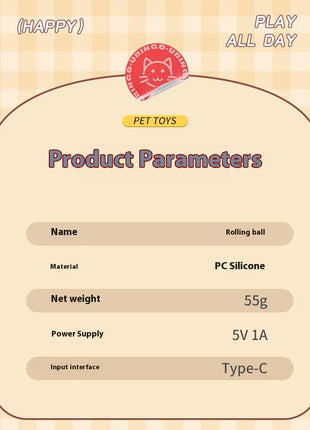 Cat Interactive Ball Toys Automatic Rolling Ball Faux Tail Rechargeable Smart Pet Electric Toy Dog Cat Training Imitate Mouse