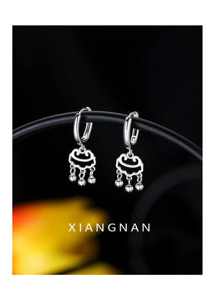 925 Silver Hot Sale Korean Geometric Hoop Earrings Simple Temperament Exquisite Hot Semale Sexy Longevity Lock Jewelry Gift