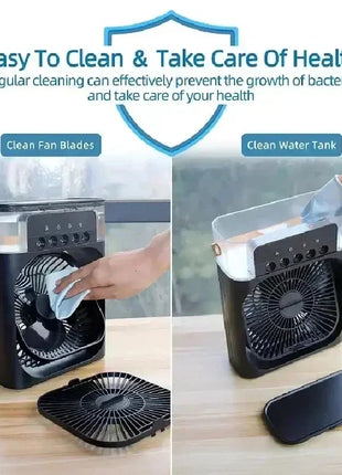 New 3 In 1 Fan AIr Conditioner Household Mini Air Cooler LED Night Light Portable Humidifier Air Adjustment Fan Office Home Fan