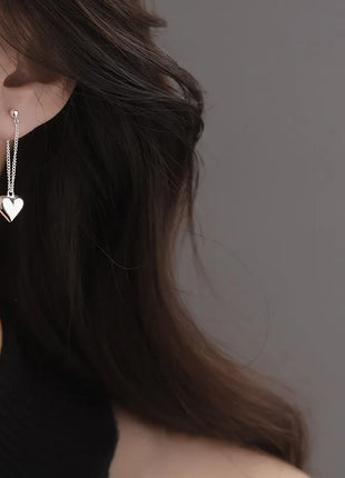 925 Sterling Silver Earrings For Women Fashion Korean Heart Chain  Drop Earring Jewelry Prevent Allergy Party Accessories Gifts