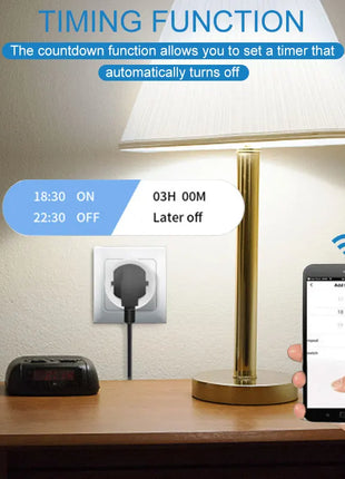 Tuya Wifi Plug 20A Smart Socket EU with Power Monitor Function Smart Life App Remote Control Outlet Works with Alexa Google Home