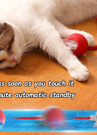 Cat Interactive Ball Toys Automatic Rolling Ball Faux Tail Rechargeable Smart Pet Electric Toy Dog Cat Training Imitate Mouse