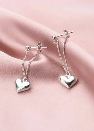 925 Sterling Silver Earrings For Women Fashion Korean Heart Chain  Drop Earring Jewelry Prevent Allergy Party Accessories Gifts
