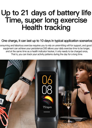 Men Women Pedometer Sport Fitness Tracker Amoled Smart Band Pro Heart Rate Blood Watch IP67 Waterproof Smart Bracelet