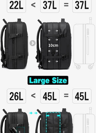 BANGE Travel Backpack Men Business Backpack School Expandable USB Bag Large Capacity 17.3 Laptop Waterproof Fashion Backpack