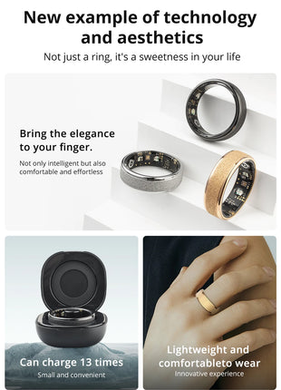 COLMI R10 Smart Ring with Charging Case for Men Women, Health and Sleep Monitor, 5ATM Waterproof, Multi-sport Mode