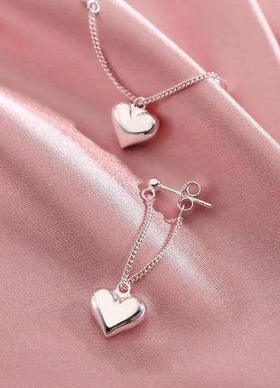 925 Sterling Silver Earrings For Women Fashion Korean Heart Chain  Drop Earring Jewelry Prevent Allergy Party Accessories Gifts
