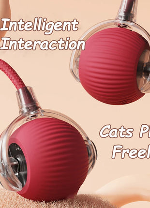 Cat Interactive Ball Toys Automatic Rolling Ball Faux Tail Rechargeable Smart Pet Electric Toy Dog Cat Training Imitate Mouse