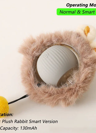Cat Interactive Ball Toy, Automatic Rolling Ball with Tail, Rechargeable Smart Pet Interactive Toy, Intelligent Mouse for Cat