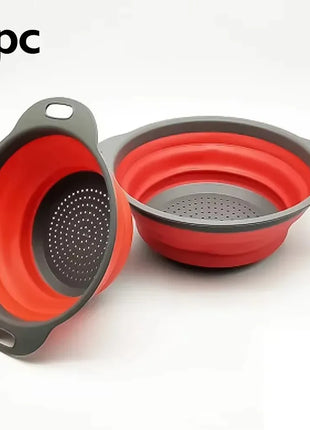 Silicone Folding Drain Basket Fruit Vegetable Washing Basket Foldable Strainer Colander Collapsible Drainer Kitchen Storage Tool