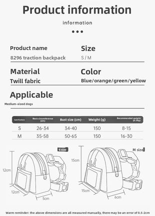Pet Self Backpack Pet Self-backpack Cartoon Dog Chest Small Schoolbag Cat Dog Outdoor Travel Dog Backpack Pet Supplies Wholesale