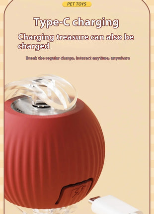 Cat Interactive Ball Toys Automatic Rolling Ball Faux Tail Rechargeable Smart Pet Electric Toy Dog Cat Training Imitate Mouse