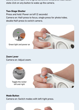 TELESIN Phone Camera Shoot Hand Grip Magnetic Smart Phone Holder Shooting Aid Remote Control Handle For Iphone Android Phone