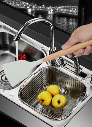 12PCS Silicone Kitchenware Non-Stick Cookware Kitchen Utensils Set Spatula Shovel Egg Beaters Wooden Handle Cooking Tool Set