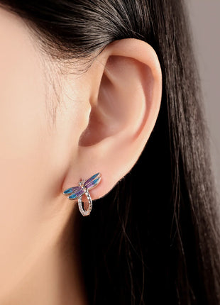925 Sterling Silver Exquisite Dragonfly Earrings Jewelry Versatile Hoop Earrings For Women Jewelry Fine Birthday Party Gifts