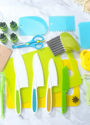 11/13/17PCS Kids Cooking sets Real Cooking Montessori Kitchen Tools for Toddlers Kids Safe Knives for 2/3/4/5/6/7/8 Year Old
