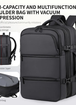 Men's Backpack for Business Trips, Large Capacity, Expandable, Multifunctional Vacuum Compression Travel Backpack for Men