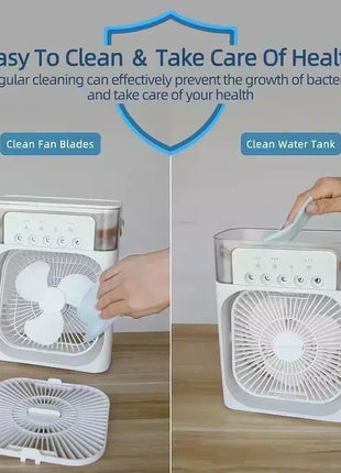 New 3 In 1 Fan AIr Conditioner Household Mini Air Cooler LED Night Light Portable Humidifier Air Adjustment Fan Office Home Fan