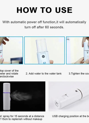 1PCS/3PCS 20ml Face Steamer Air Humidifier Facial Sprayer Nebulizer Hydrating Anti-aging Nano Wrinkle Women Beauty Skin Care