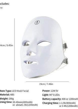 Wireless 7 Colors LED Face Beauty Machine Photon Facial Neck Skin Tighten Rejuvenation Facial Neck Mask