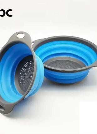 Silicone Folding Drain Basket Fruit Vegetable Washing Basket Foldable Strainer Colander Collapsible Drainer Kitchen Storage Tool