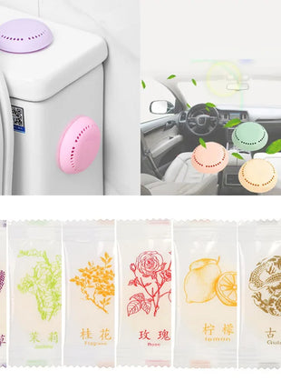 10pcs Toilet Air Deodorant Solid Round Fisher Aromatherapy Fragrance Lasting Deodorization Toilet Bedroom Wardrobe Car Home