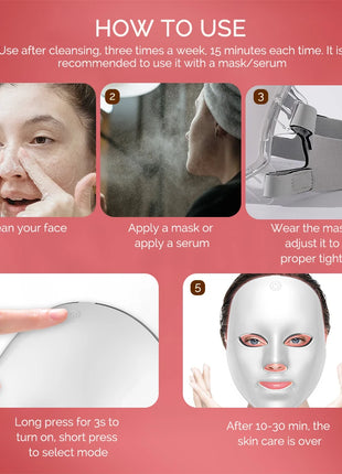 Wireless 7 Colors LED Face Beauty Machine Photon Facial Neck Skin Tighten Rejuvenation Facial Neck Mask