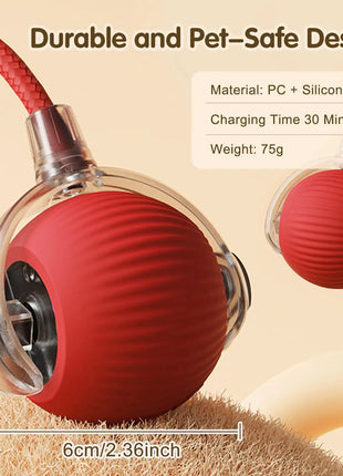 Cat Interactive Ball Toy, Automatic Rolling Ball with Tail, Rechargeable Smart Pet Interactive Toy, Intelligent Mouse for Cat