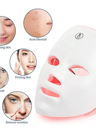 Rechargeable Facial LED Mask 7 Colors LED Photon Beauty Mask Skin Rejuvenation Home Face Lifting Whitening Skin Care Beauty Mask
