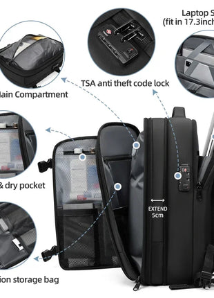 Men Travel Backpack vacuum compression Laptop Backpack 17 inch Extended Large Capacity school Backpack Hiking Business backpack