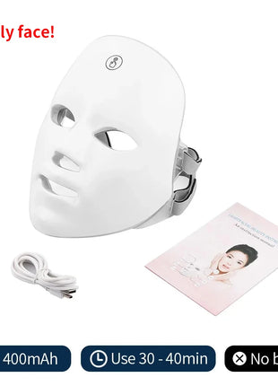 Wireless 7 Colors LED Face Beauty Machine Photon Facial Neck Skin Tighten Rejuvenation Facial Neck Mask