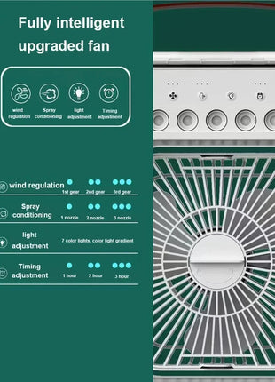 New 3 In 1 Fan AIr Conditioner Household Mini Air Cooler LED Night Light Portable Humidifier Air Adjustment Fan Office Home Fan