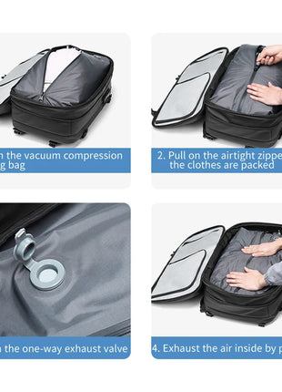 Men Travel Backpack vacuum compression 17 inch Laptop Backpack Business Large Capacity school Backpack Expanded Hiking backpack