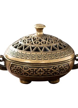 Mini incense burner Incense Burner with Hollowed Out Patterns Three Legged Stove Indoor Stove Plate Desktop Home Decoration