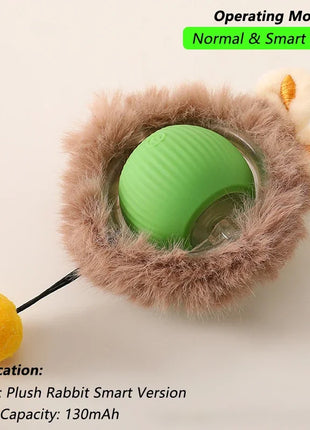 Cat Interactive Ball Toy, Automatic Rolling Ball with Tail, Rechargeable Smart Pet Interactive Toy, Intelligent Mouse for Cat