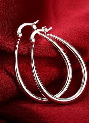 925 Sterling Silver 41MM Smooth Circle Big Hoop Earrings For Women Fashion Party Wedding Accessories Jewelry Christmas Gifts