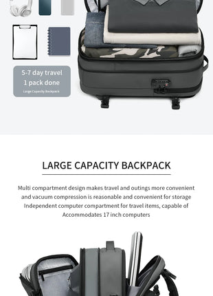 Men Travel Backpack vacuum compression 17 inch Laptop Backpack Business Large Capacity school Backpack Expanded Hiking backpack