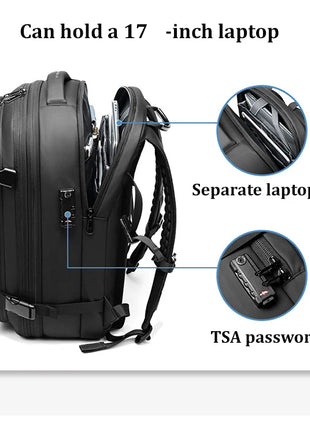 Men Travel Backpack vacuum compression Laptop Backpack 17 inch Extended Large Capacity school Backpack Hiking Business backpack