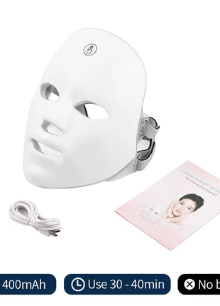 Rechargeable Facial LED Mask 7 Colors LED Photon Beauty Mask Skin Rejuvenation Home Face Lifting Whitening Skin Care Beauty Mask