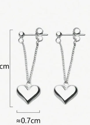 925 Sterling Silver Earrings For Women Fashion Korean Heart Chain  Drop Earring Jewelry Prevent Allergy Party Accessories Gifts