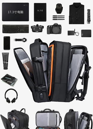 BANGE Travel Backpack Men Business Backpack School Expandable USB Bag Large Capacity 17.3 Laptop Waterproof Fashion Backpack