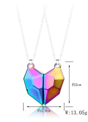 2Pcs/Set Fashion Couple Necklace Couple Heart Magnetic Necklace Heart Combination Pendant Wedding Necklaces Anniversary Gifts